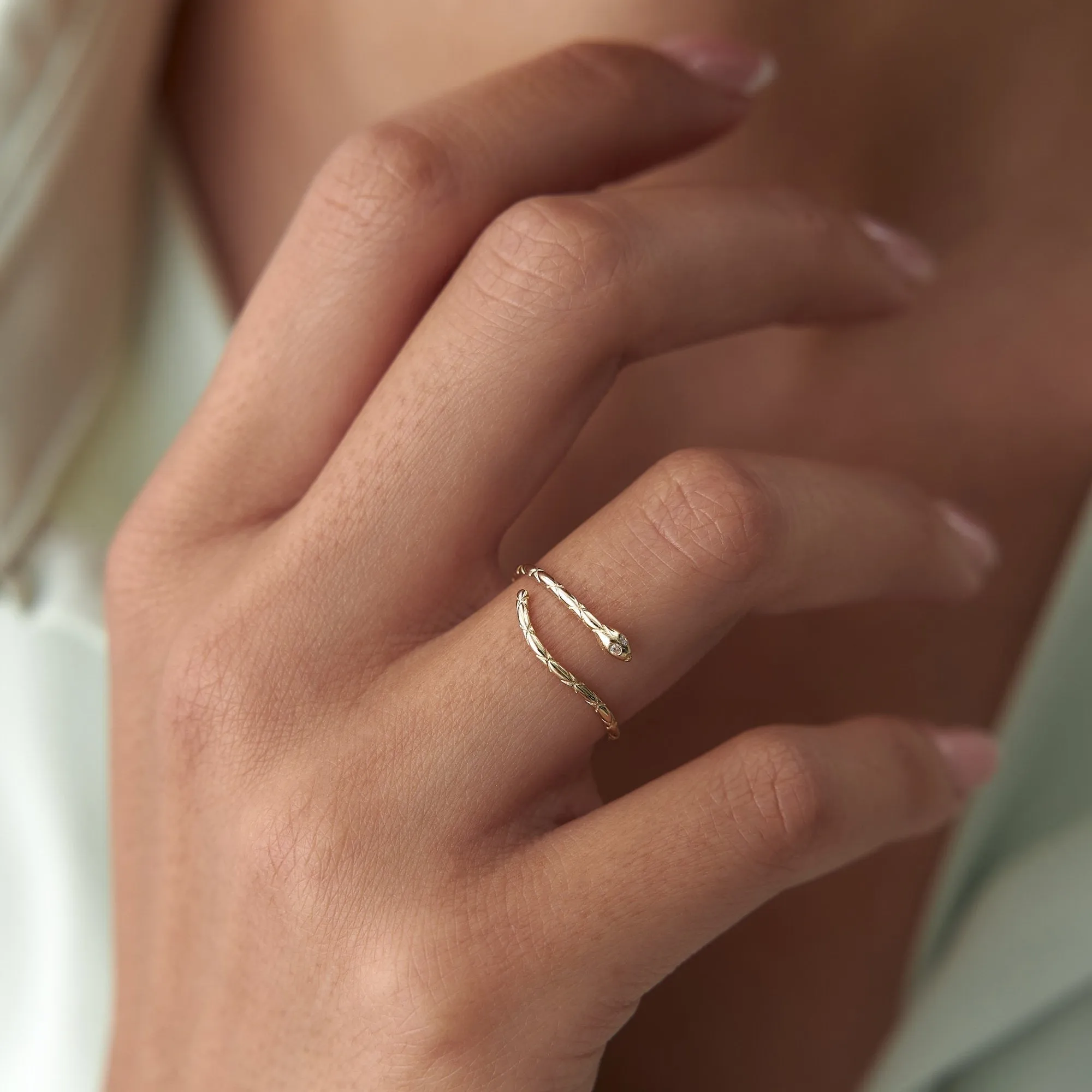 14k Gold Small Snake Ring