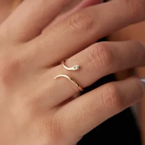 14k Gold Stone Snake Ring
