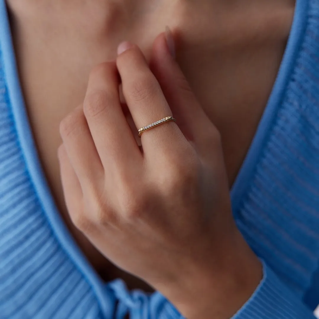 14k Gold Stone Stick Ring