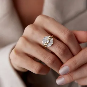 14k Gold Strip Stone Ring
