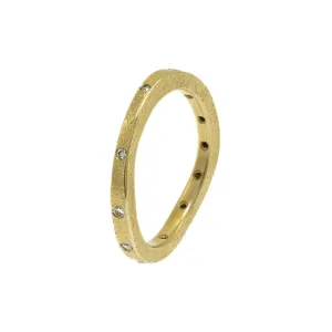 14K Gold Thin Organic Eternity Band With White Diamonds