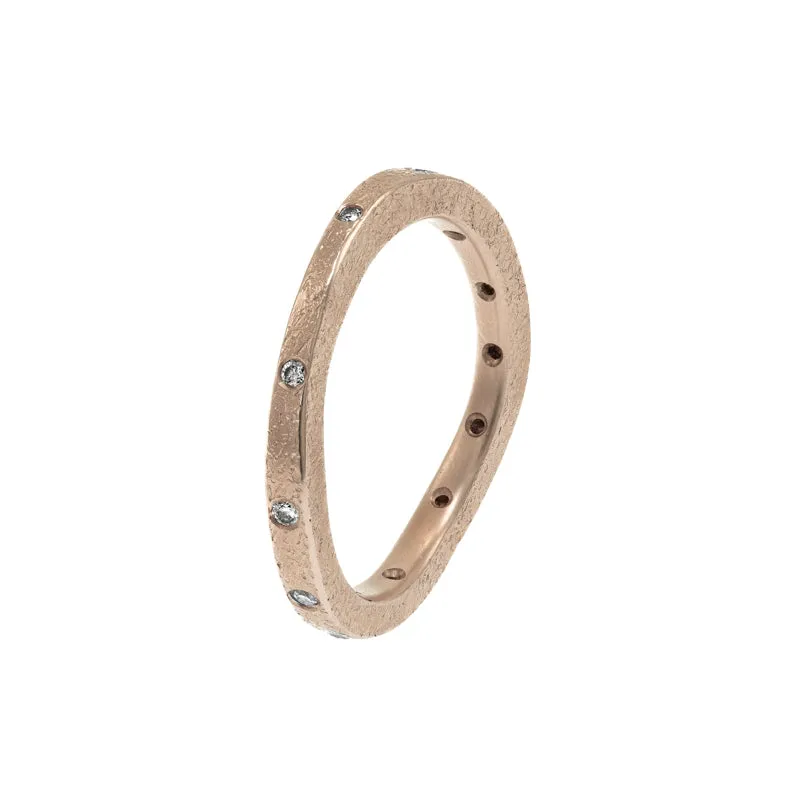 14K Gold Thin Organic Eternity Band With White Diamonds