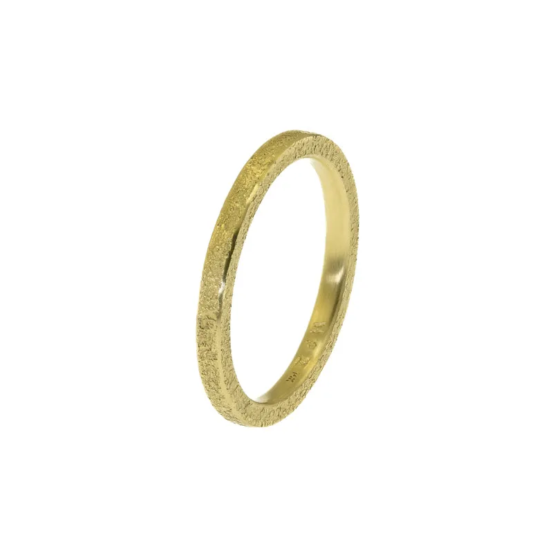 14K Gold Thin Rustic Band