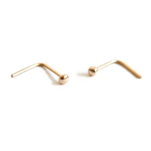 14K Gold Tiny Grain Hook Earrings