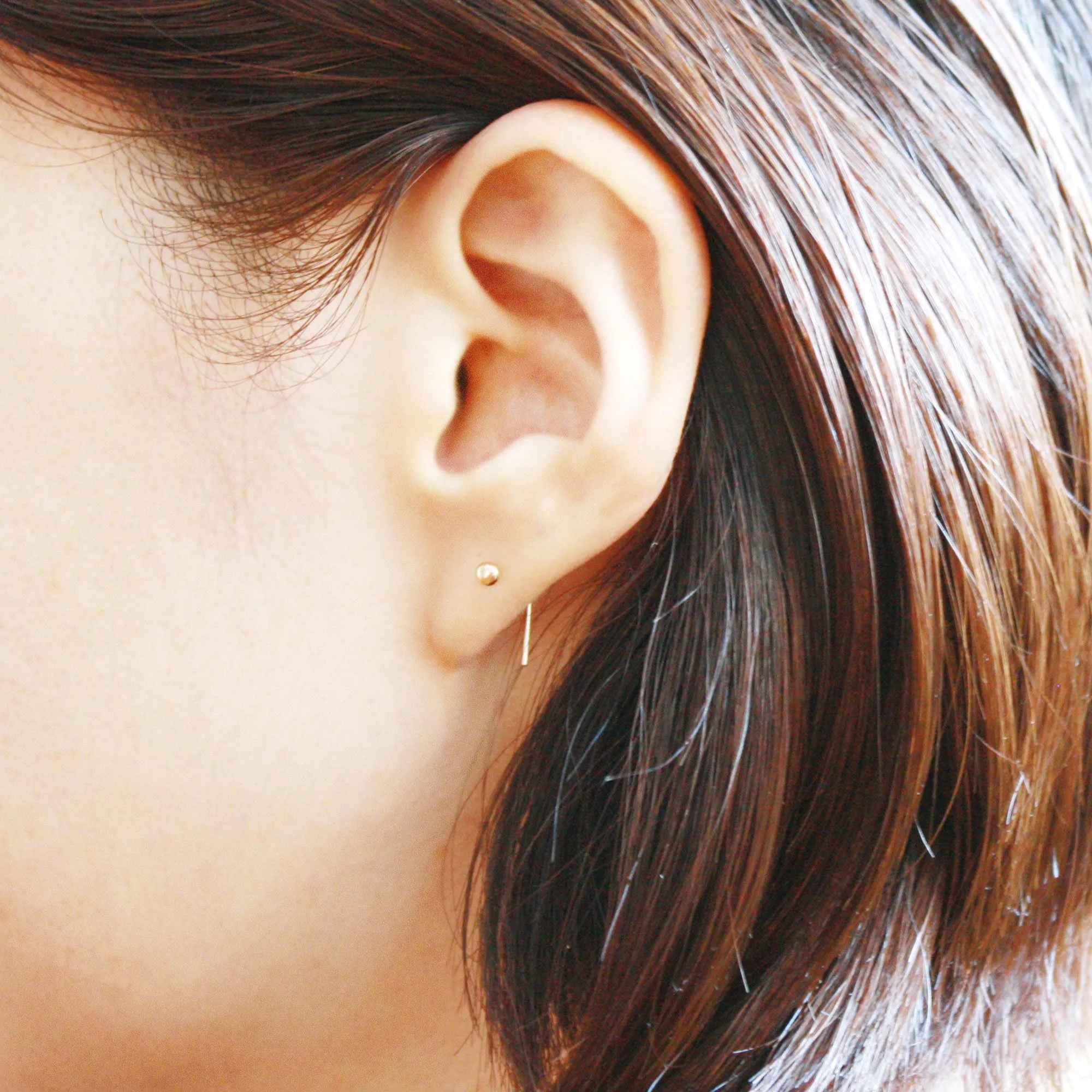 14K Gold Tiny Grain Hook Earrings