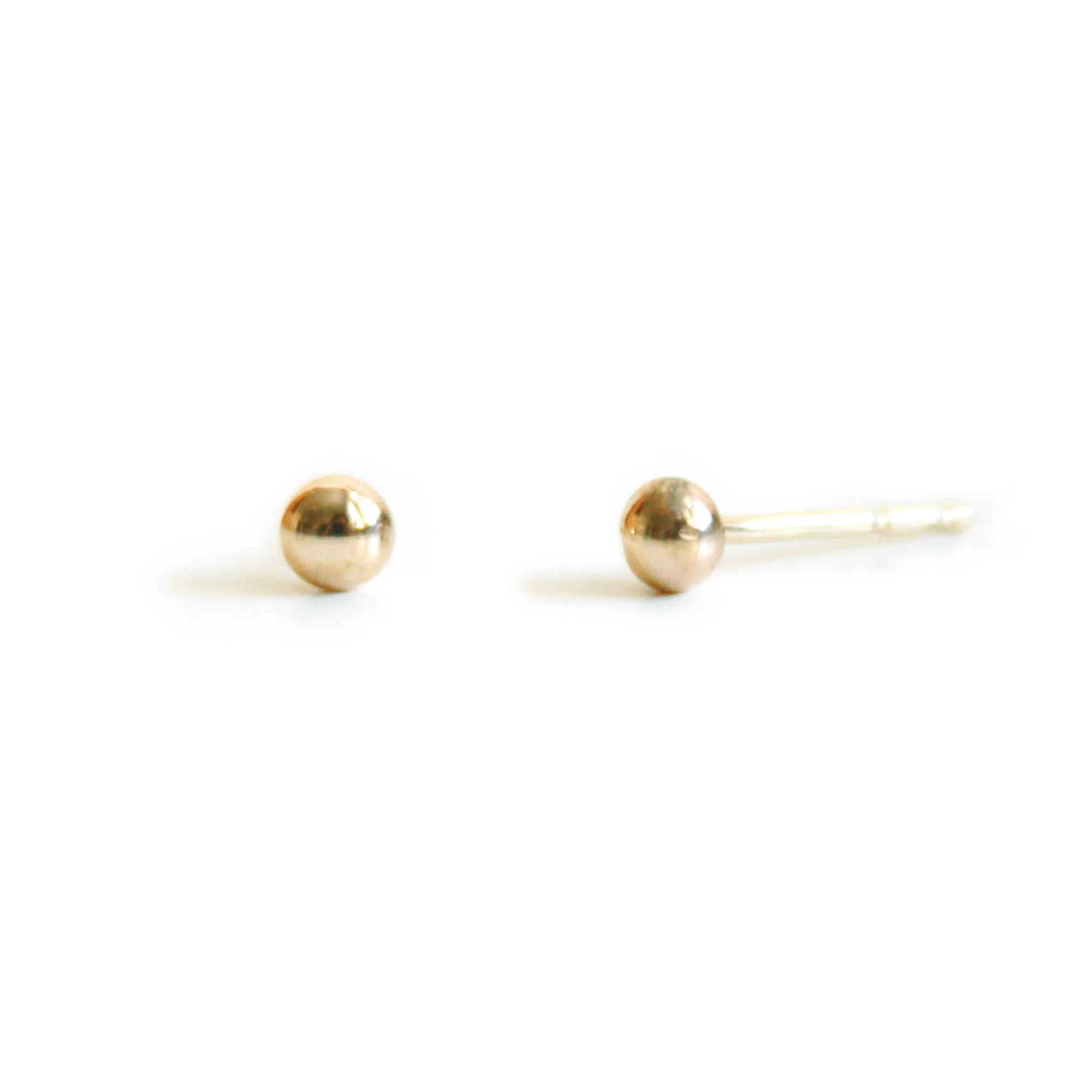14K Gold Tiny Grain Stud Earrings