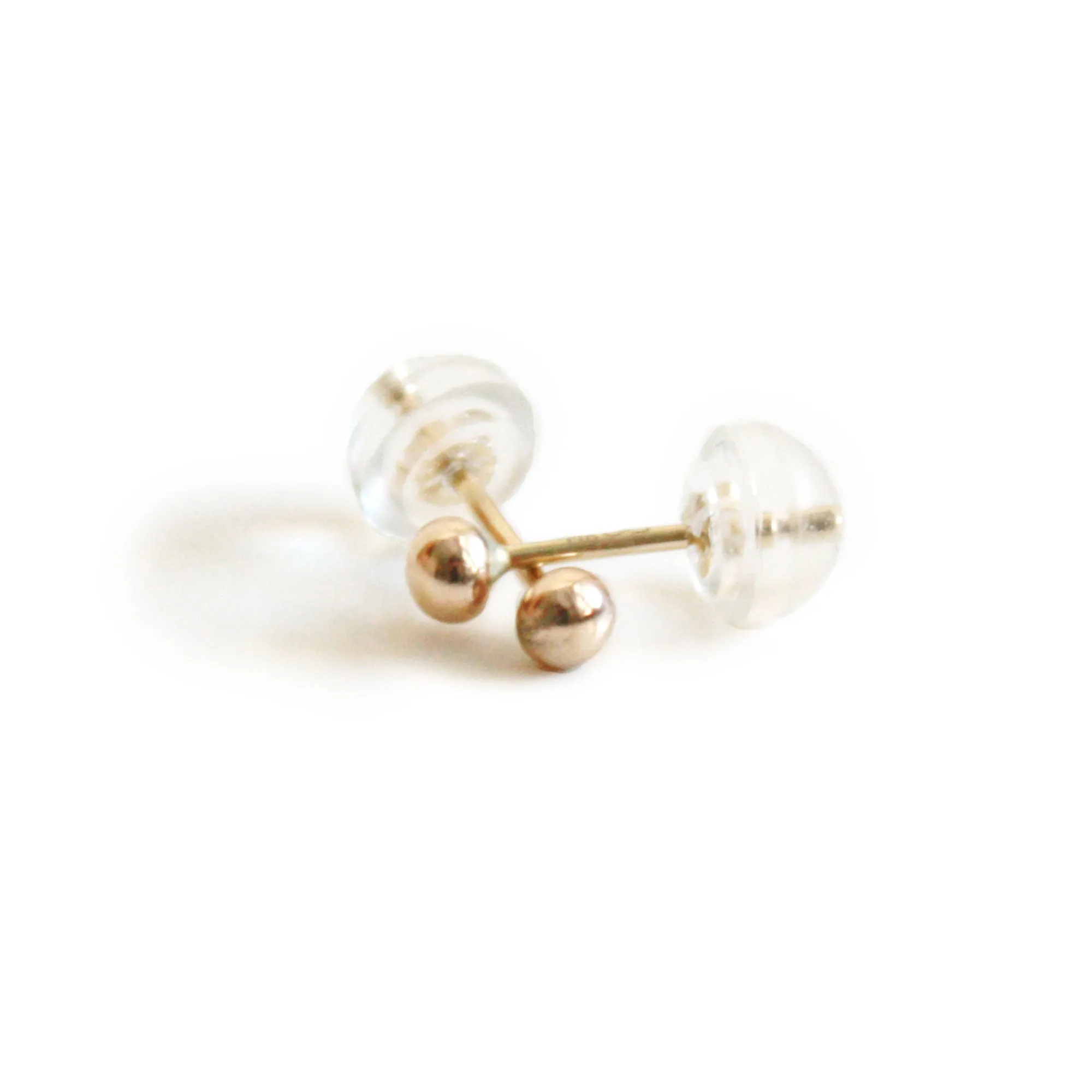 14K Gold Tiny Grain Stud Earrings