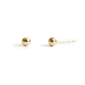 14K Gold Tiny Grain Stud Earrings