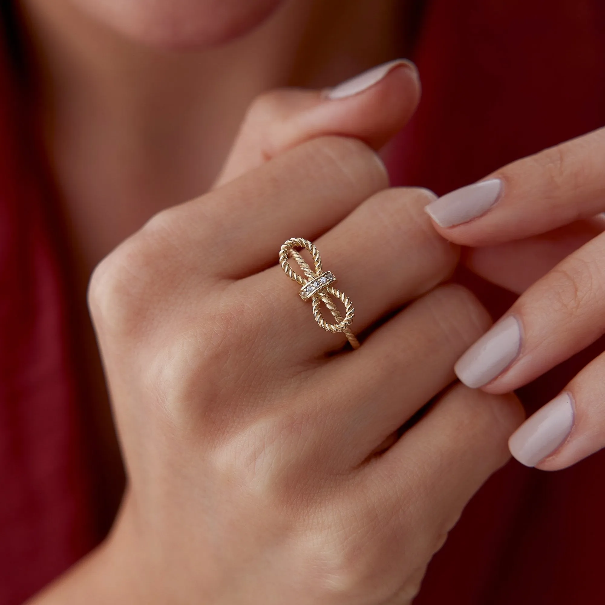 14k Gold Twist Bow Ring