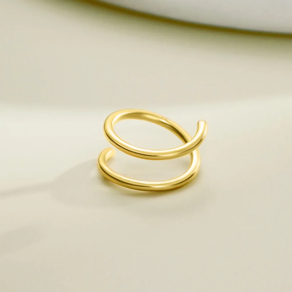 14K Solid Gold 18G Double Hoop Nose Ring (Right Side)