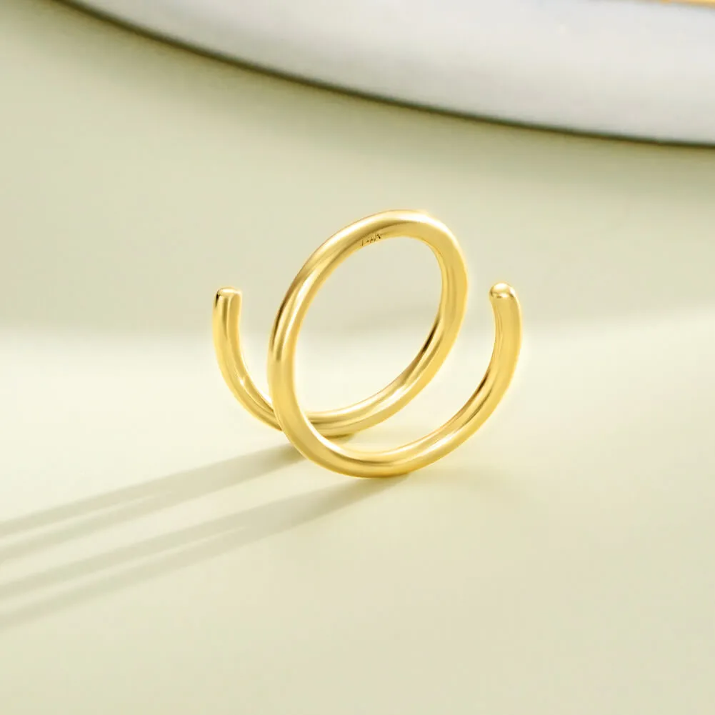 14K Solid Gold 18G Double Hoop Nose Ring (Right Side)