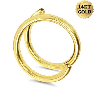 14K Solid Gold 18G Double Hoop Nose Ring (Right Side)