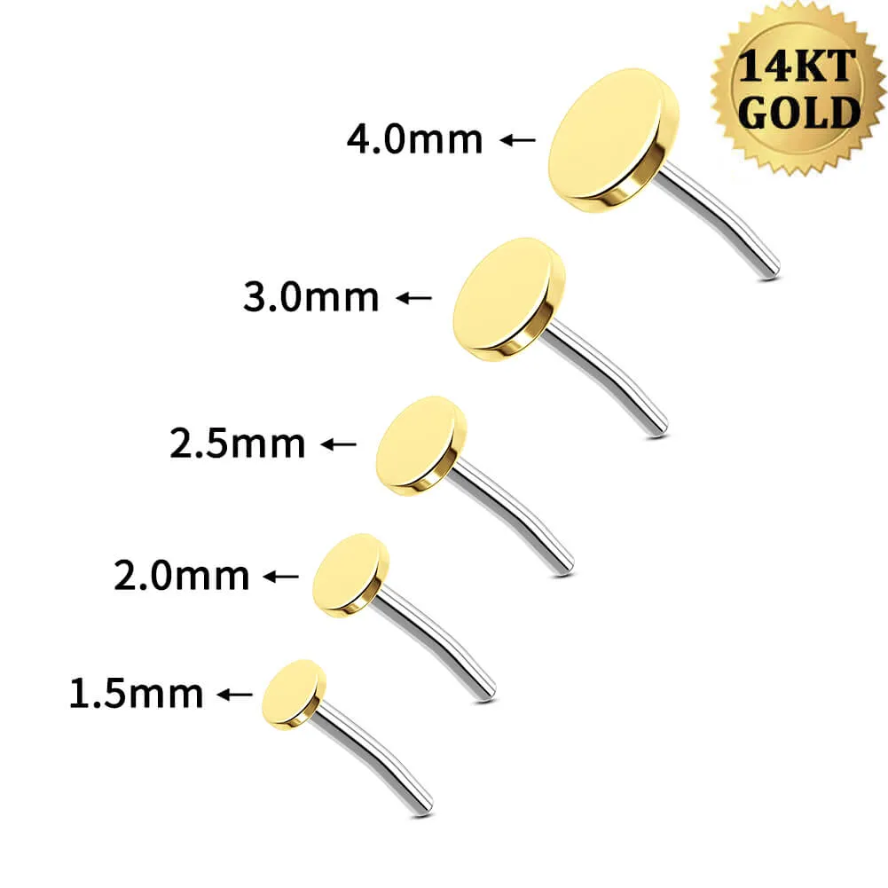 14K Solid Gold Disc Threadless Push Pin Helix Cartilage Piercing