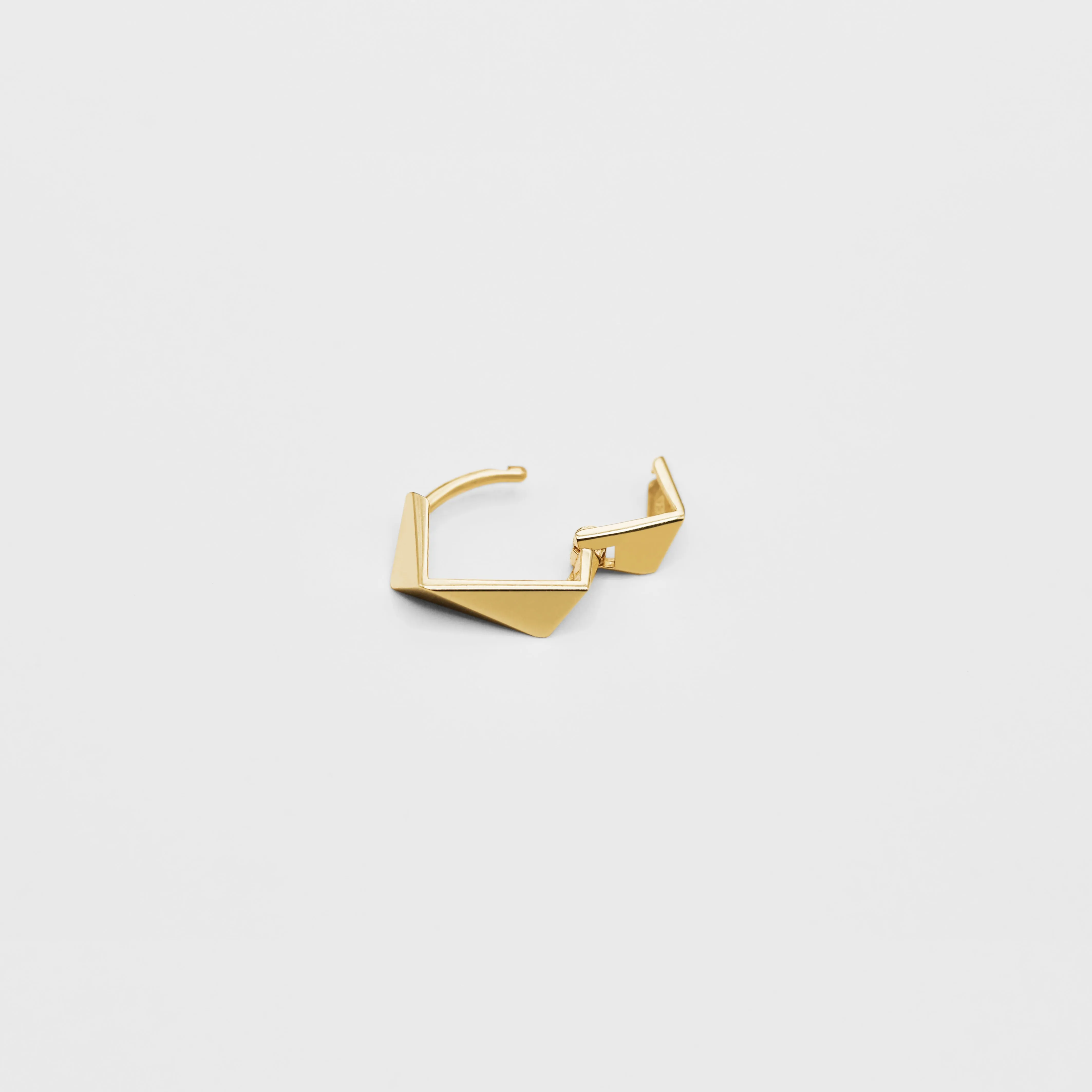 14k Solid Gold Faceted Huggie Hoop Earring