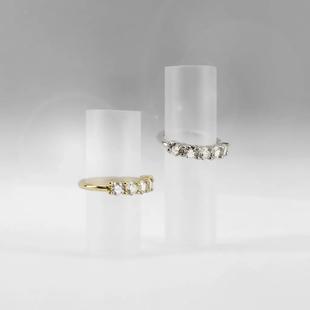 14K Solid Gold Five CZ Hoop Nose Rings for Nose Ear Cartilage