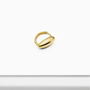 14k Solid Gold Narrow Oval Volume Hoop Earring