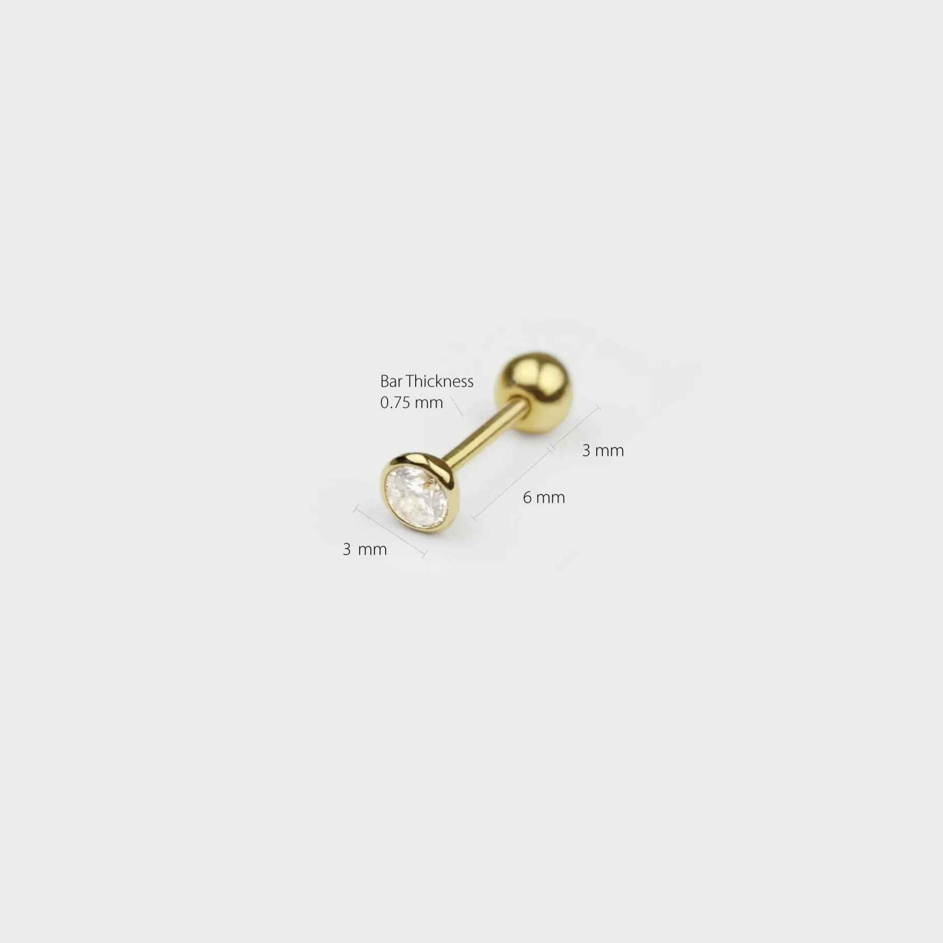 14k Solid Gold One CZ Stud Earring