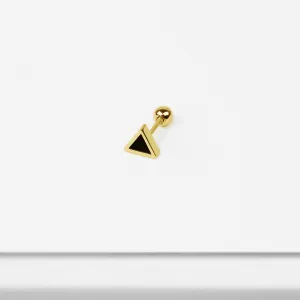 14k Solid Gold Onyx Triangle Stud Earring