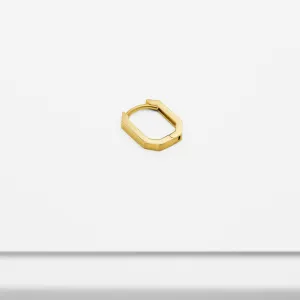 14k Solid Gold Rectangular Octagon Hoop Earring