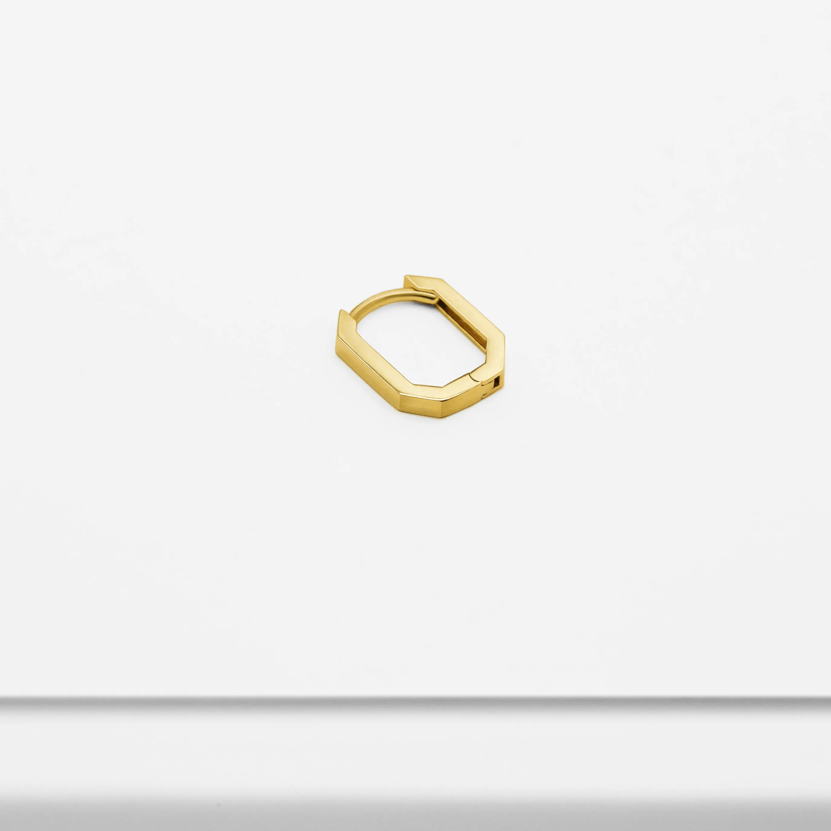 14k Solid Gold Rectangular Octagon Hoop Earring