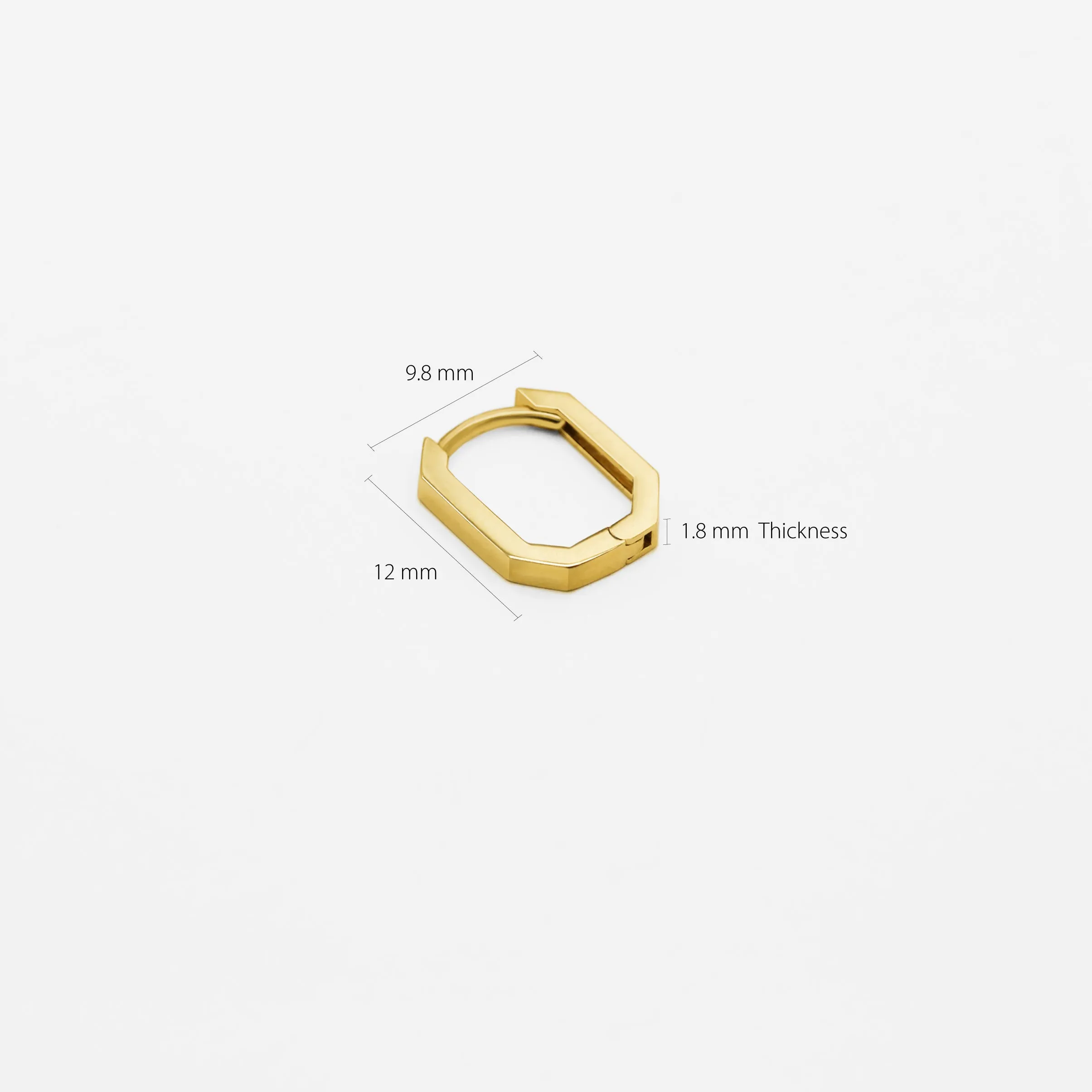 14k Solid Gold Rectangular Octagon Hoop Earring