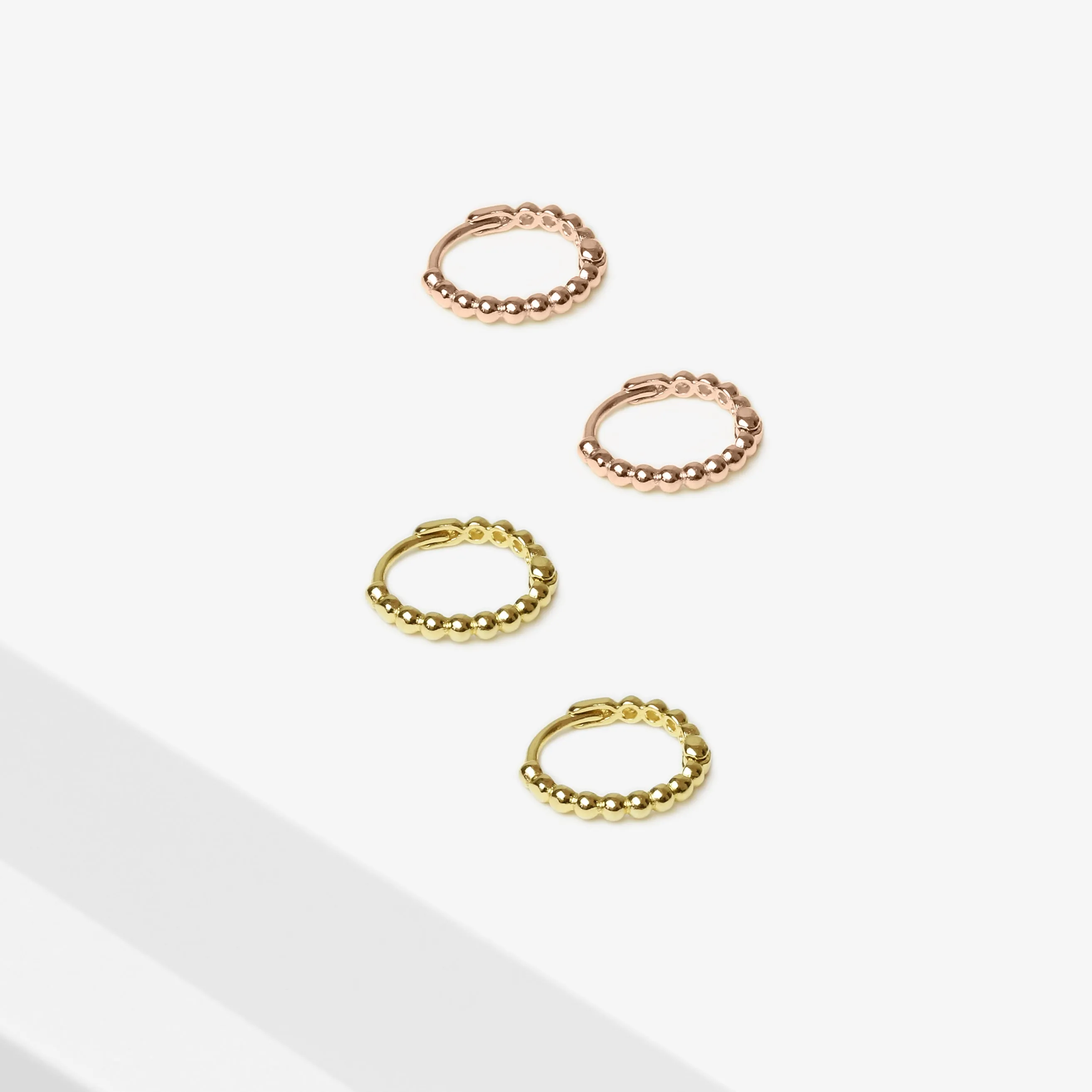 14k Solid Gold Small Ball Hoop Earring
