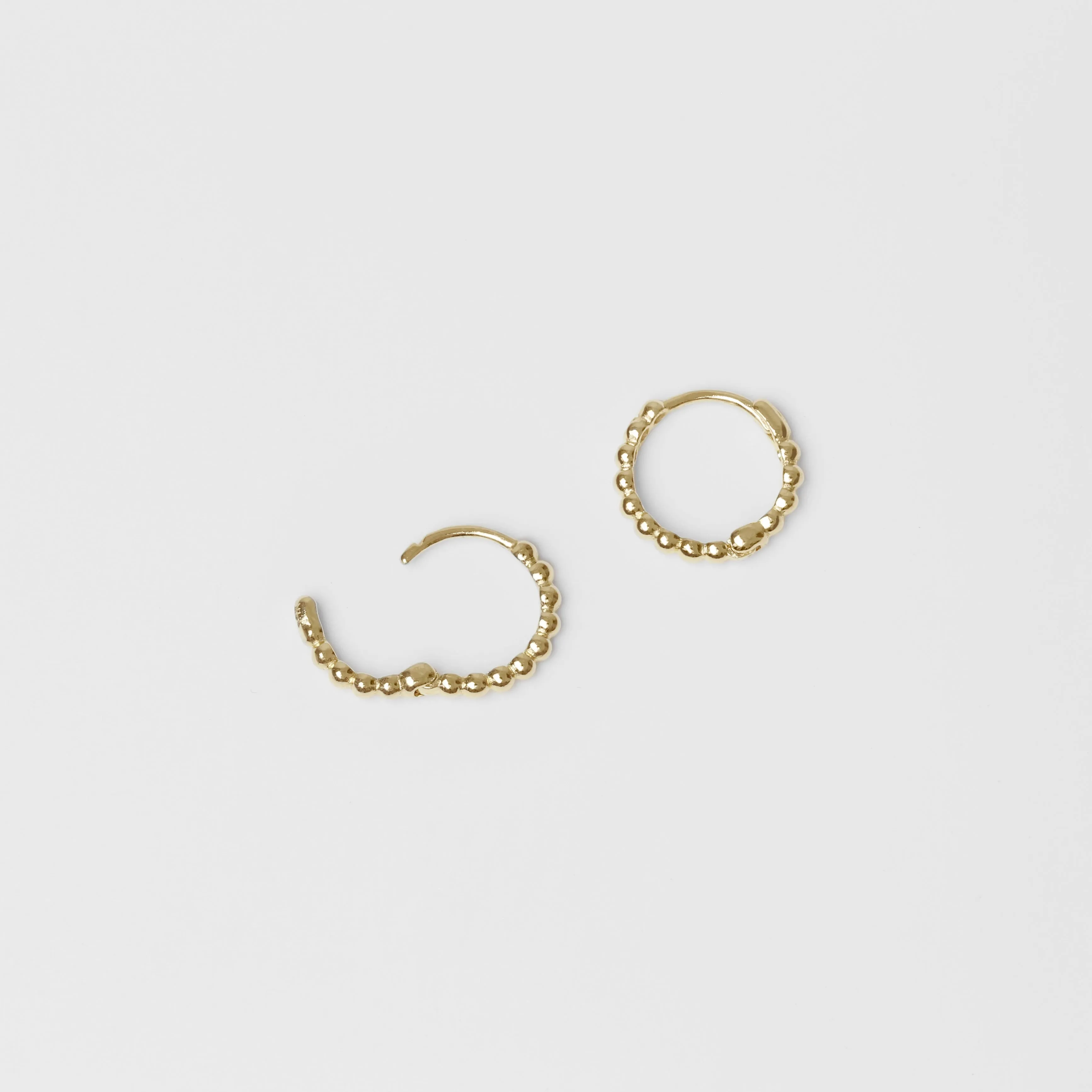 14k Solid Gold Small Ball Hoop Earring