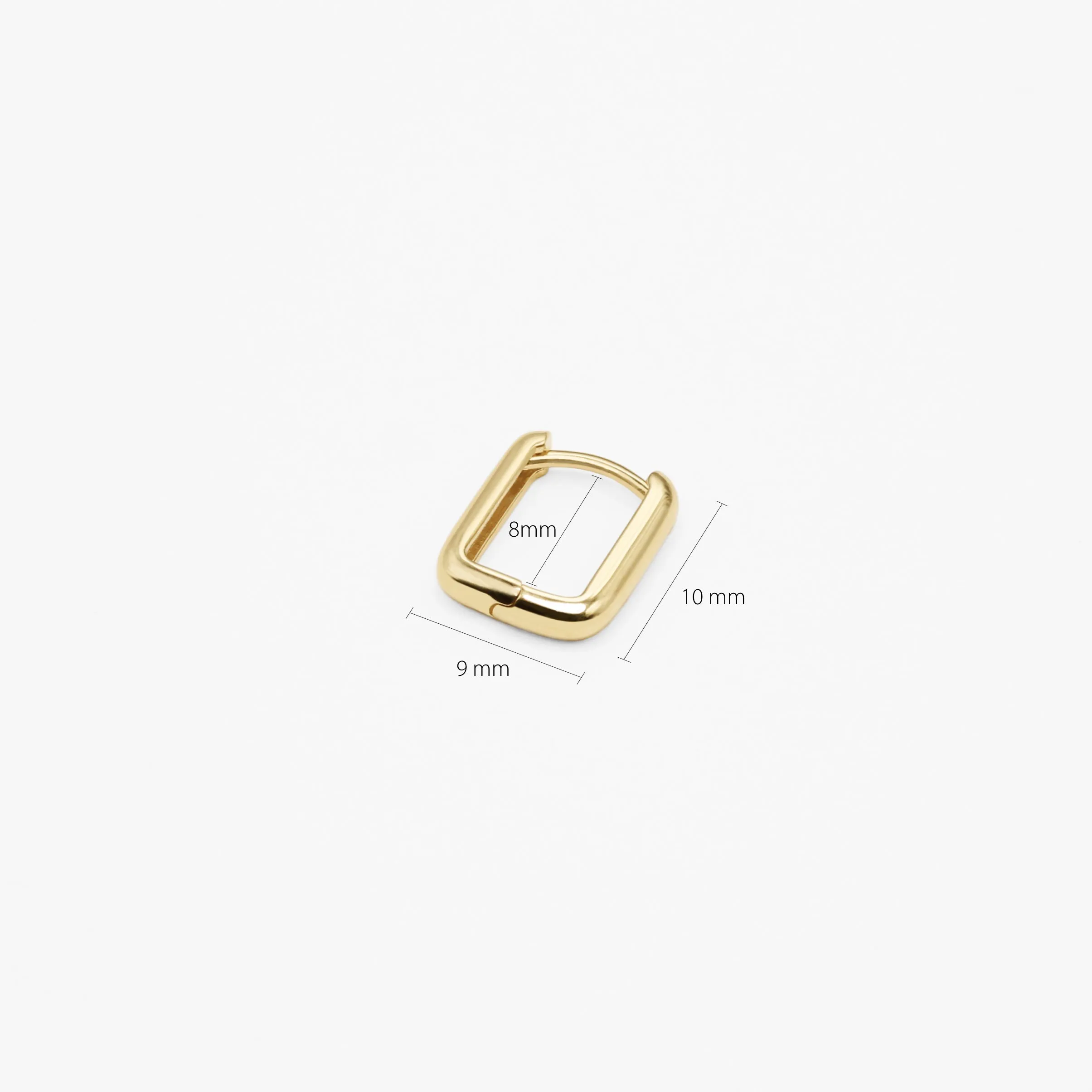 14k Solid Gold Small Rectangular volume Hoop Earring