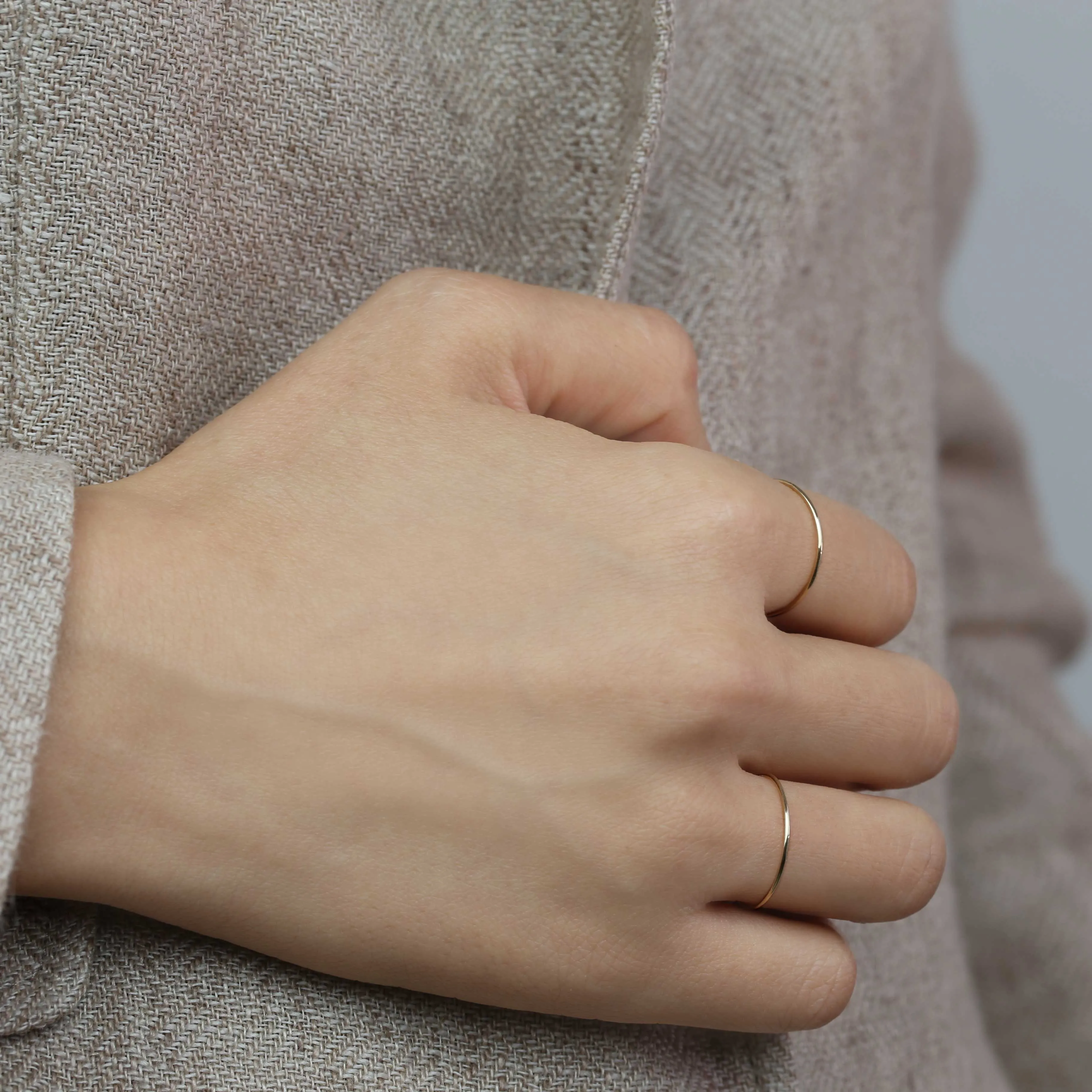 14k Solid Gold Thin Stacking Ring