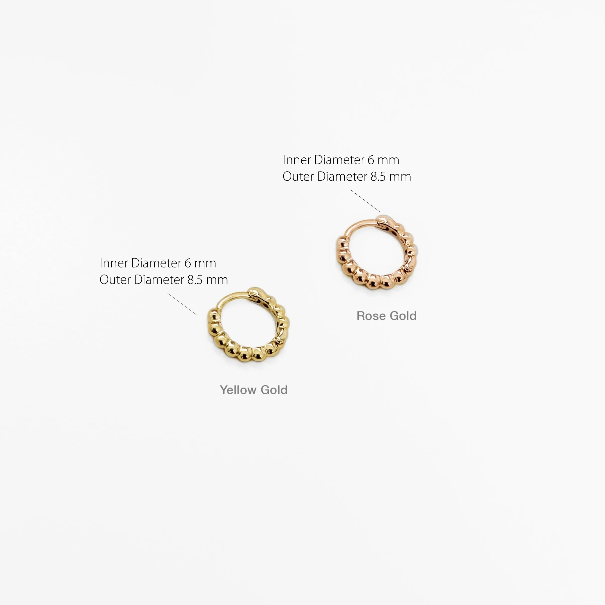 14k Solid Gold Tiny Ball Hoop Earring