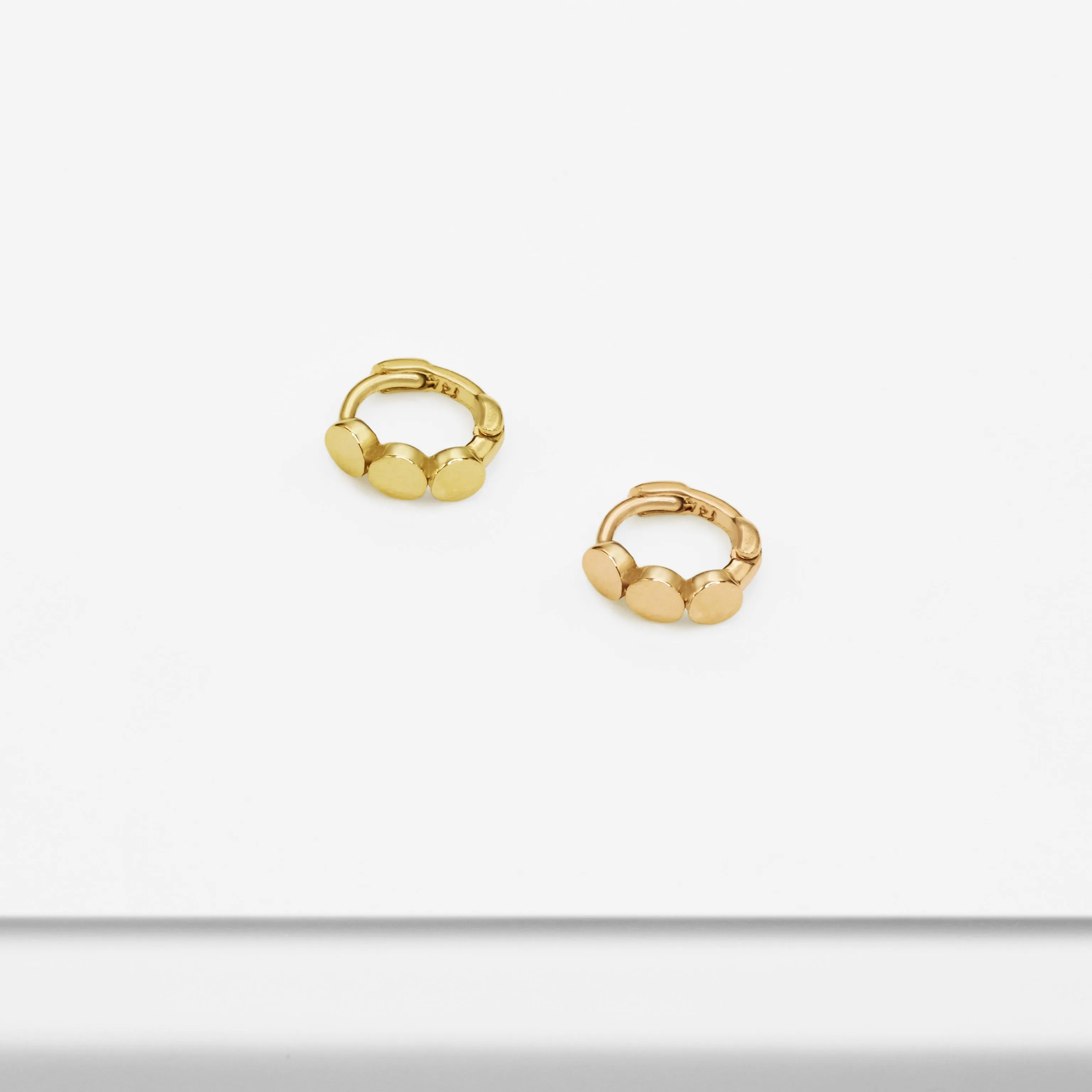 14k Solid Gold Tiny Flat Circle Hoop Earring