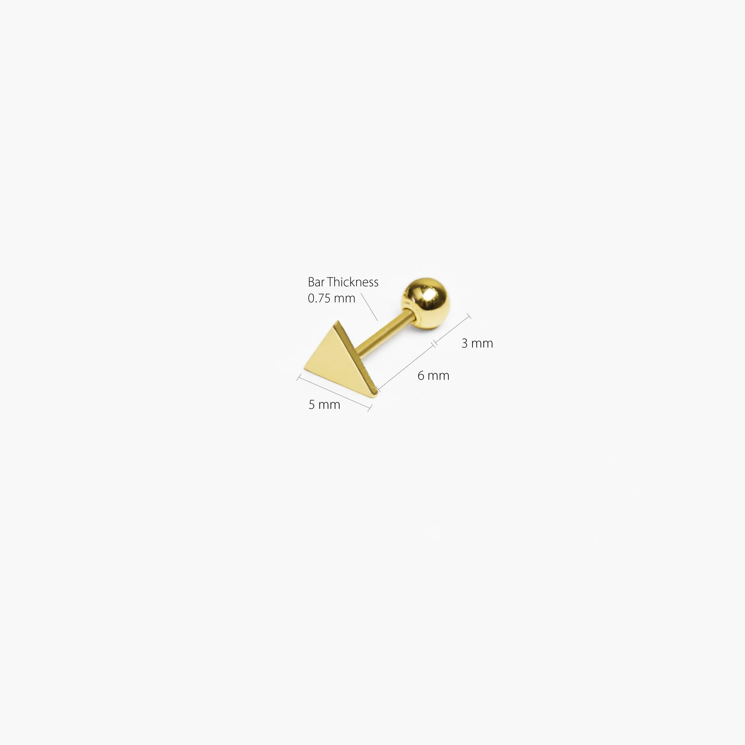 14k Solid Gold Triangle Screw back Stud Earring