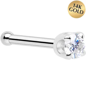 14k White Gold 2mm Lab Created Diamond Nose Ring