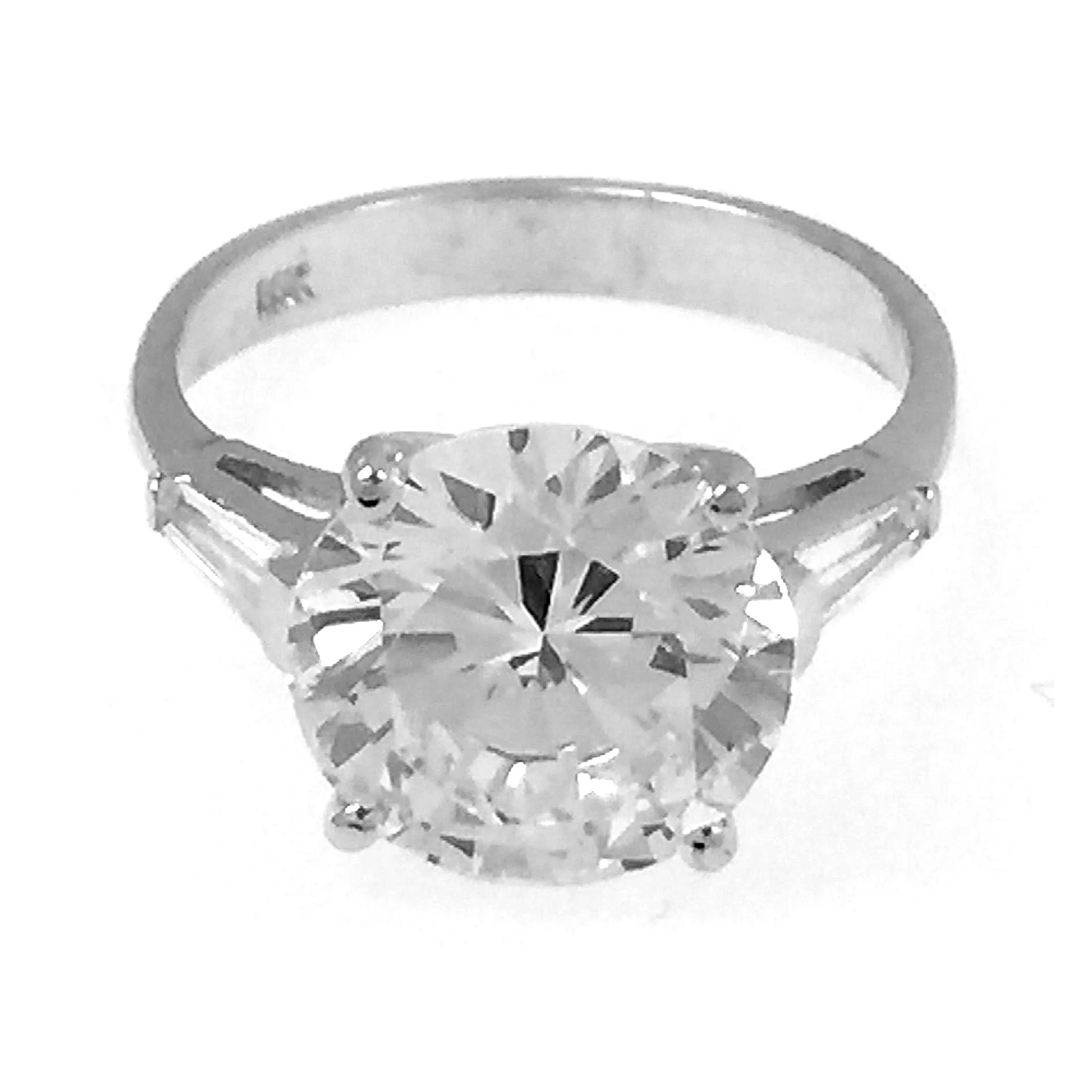 14K White Gold Round Cut Ring 6.5CT (Size 7)