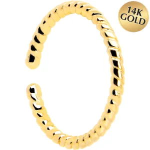 14k Yellow Gold Bendable Nose Hoop 20 Gauge 5/16 Twisted