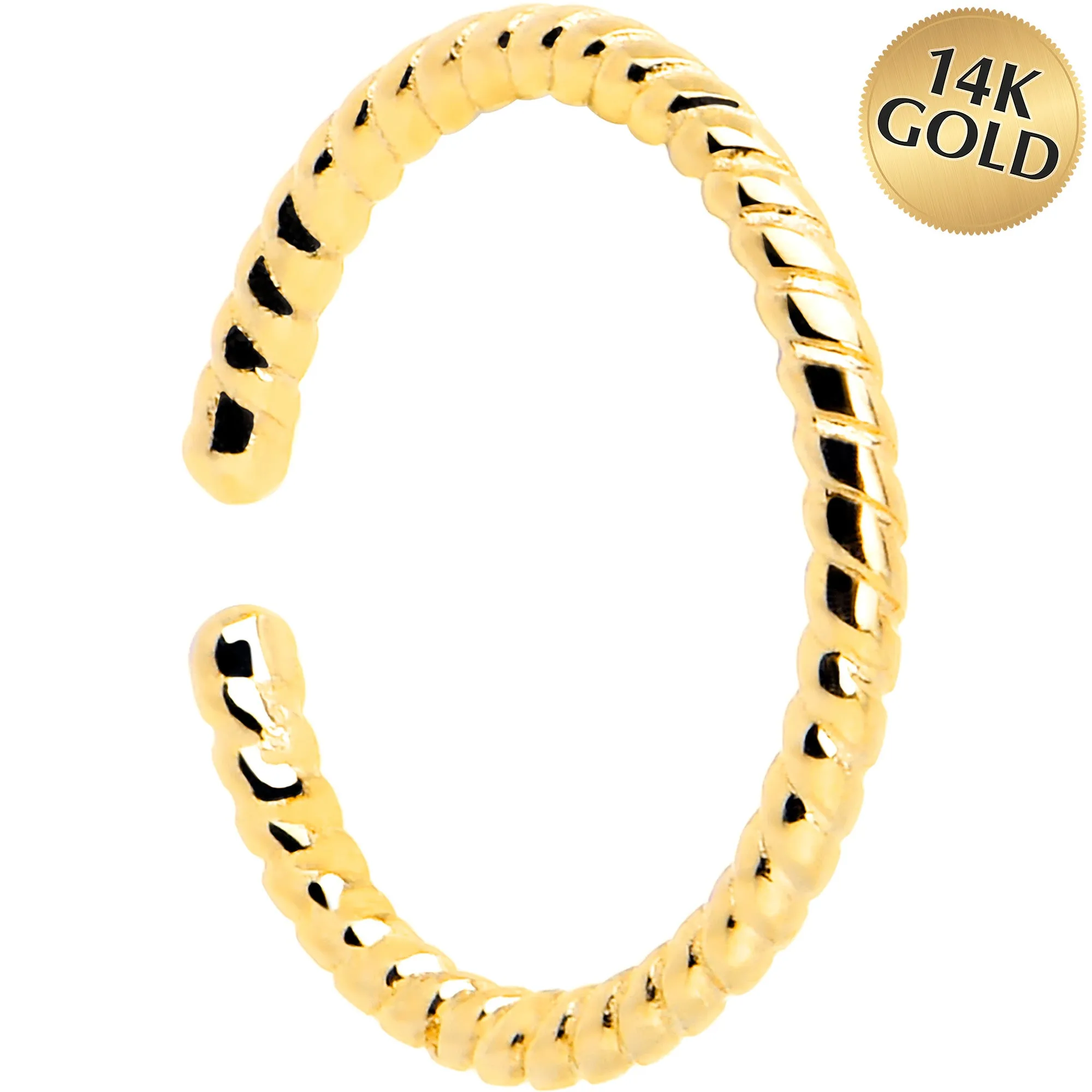14k Yellow Gold Bendable Nose Hoop 20 Gauge 5/16 Twisted