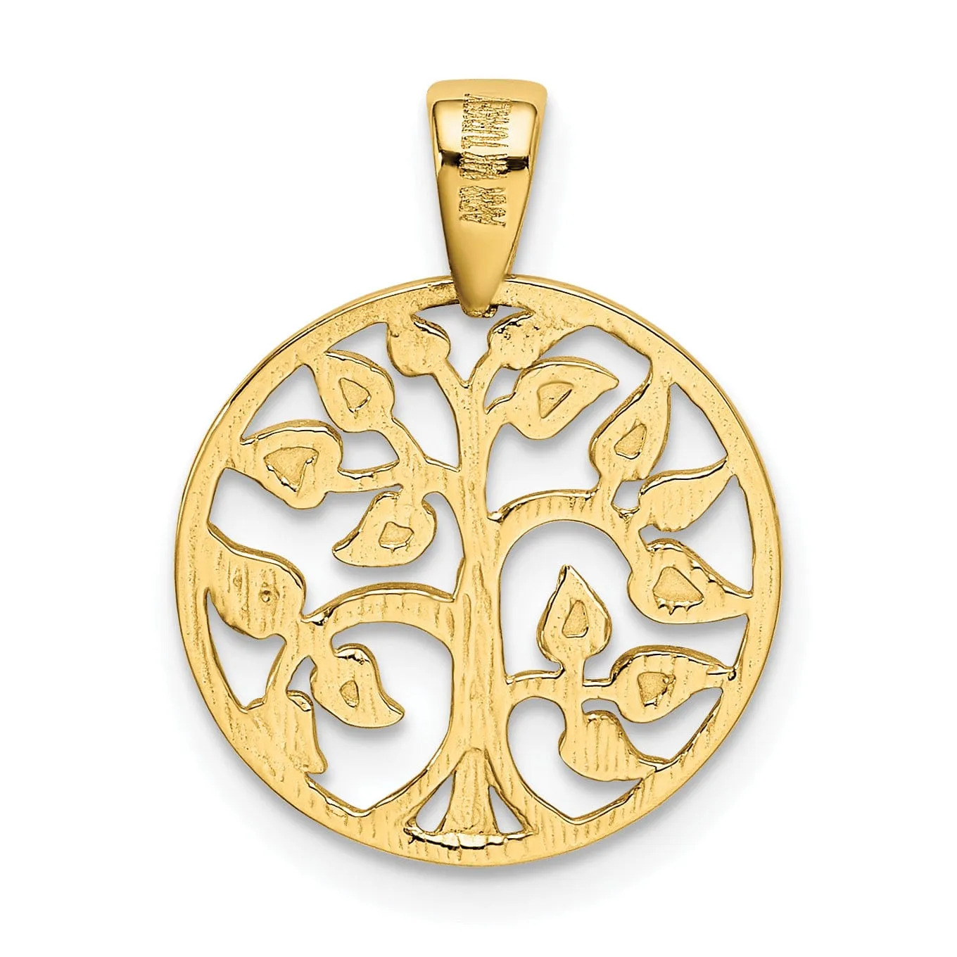 14k Yellow Gold Tree Of Life Round Shape Design Pendant