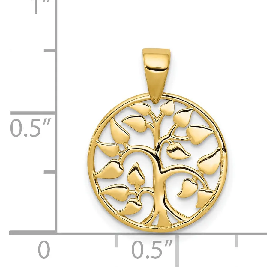14k Yellow Gold Tree Of Life Round Shape Design Pendant