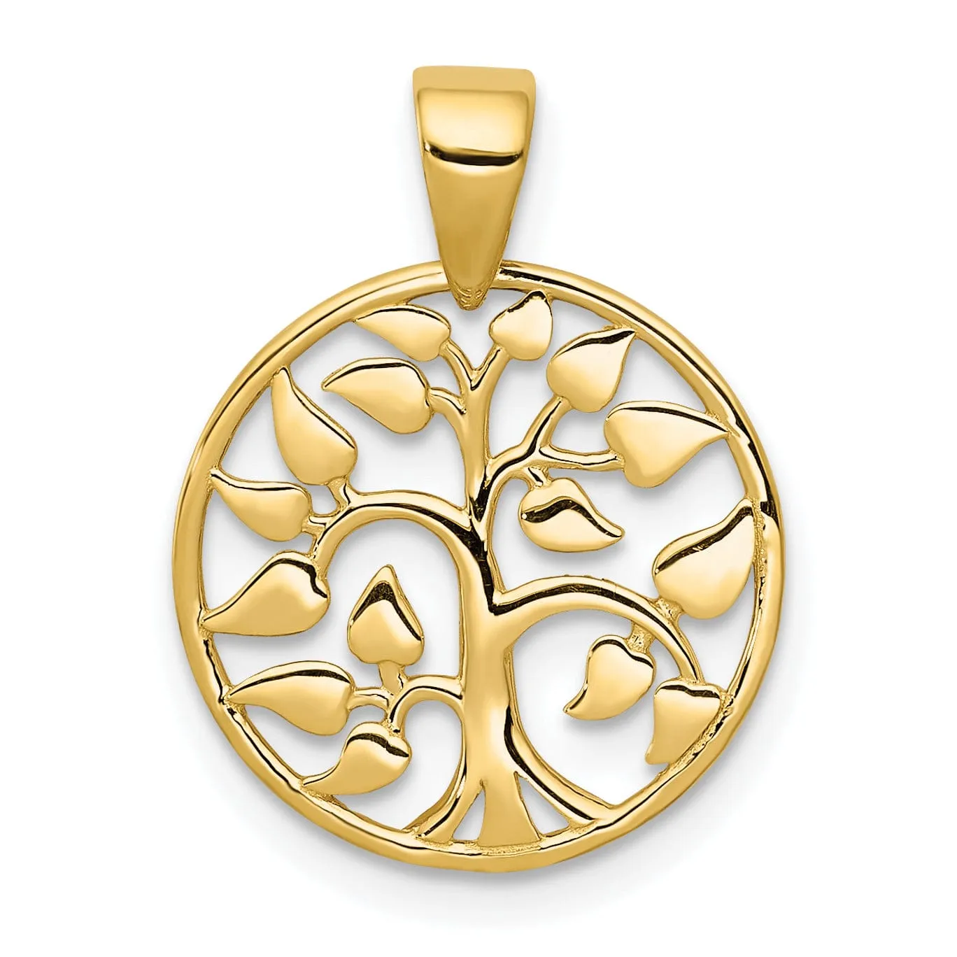 14k Yellow Gold Tree Of Life Round Shape Design Pendant