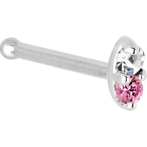 14kt White Gold 1.5mm Genuine Pink Sapphire Diamond Marquise Nose Ring