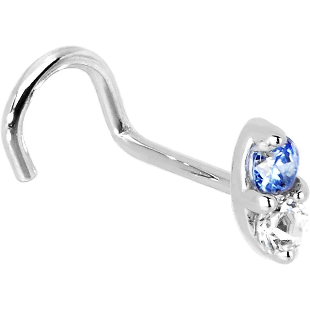 14kt White Gold Arctic Blue 1.5mm CZ Marquise Nose Ring