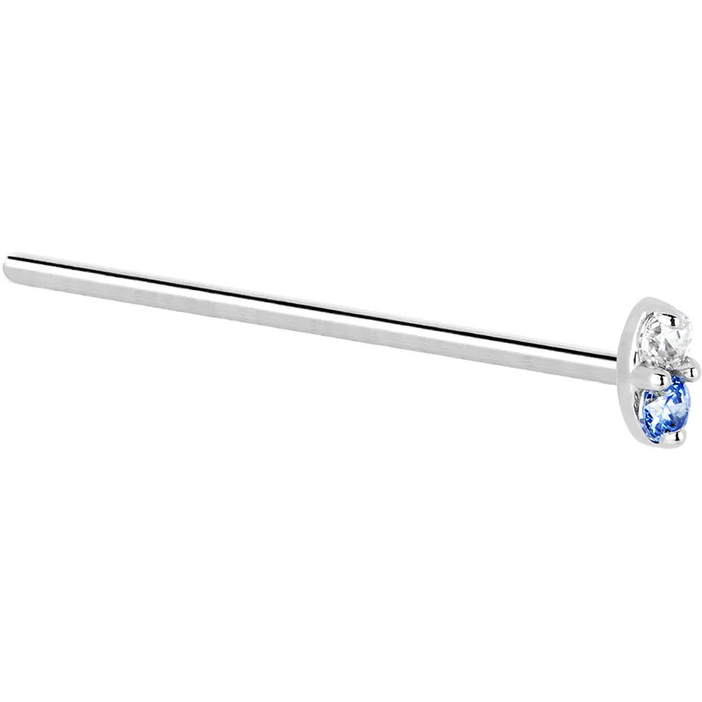 14kt White Gold Arctic Blue 1.5mm CZ Marquise Nose Ring