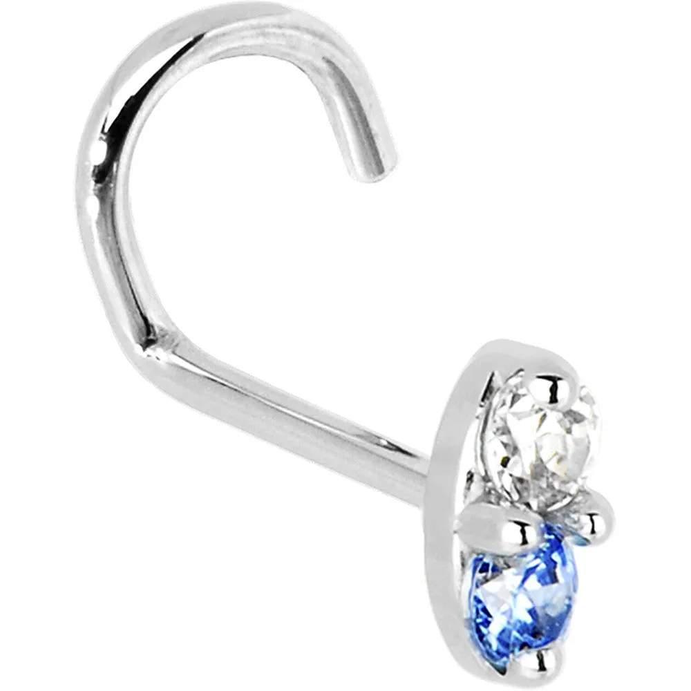 14kt White Gold Arctic Blue 1.5mm CZ Marquise Nose Ring
