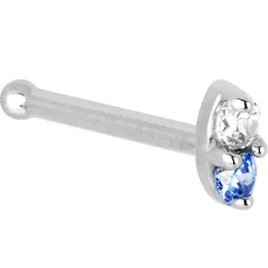 14kt White Gold Arctic Blue 1.5mm CZ Marquise Nose Ring