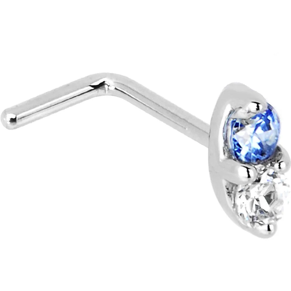 14kt White Gold Arctic Blue 1.5mm CZ Marquise Nose Ring