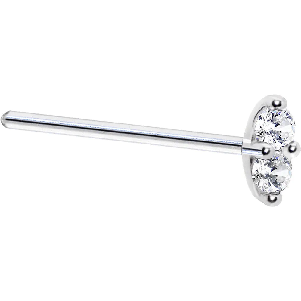 14kt White Gold Clear 1.5mm CZ Marquise Nose Ring