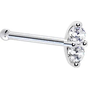 14kt White Gold Clear 1.5mm CZ Marquise Nose Ring