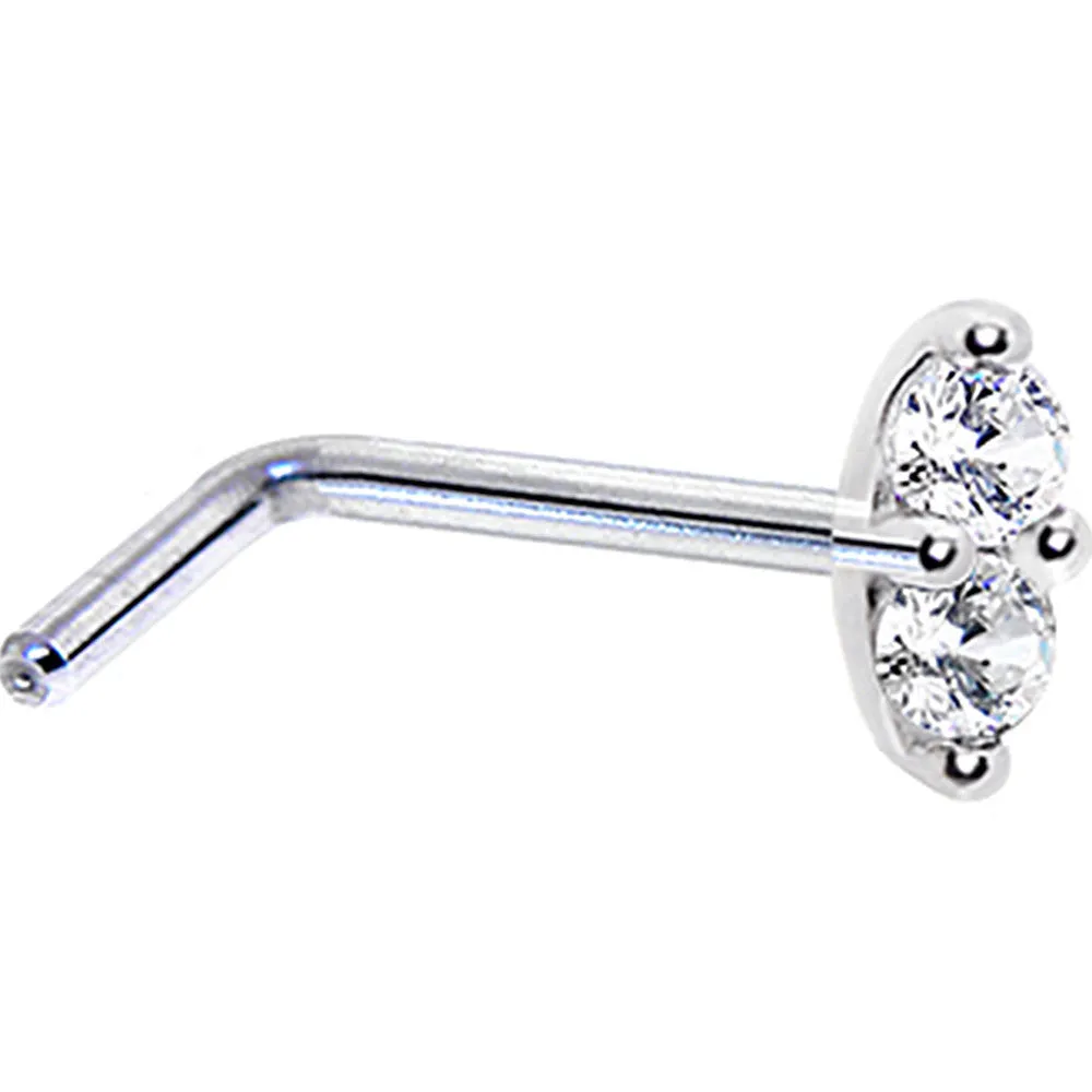 14kt White Gold Clear 1.5mm CZ Marquise Nose Ring