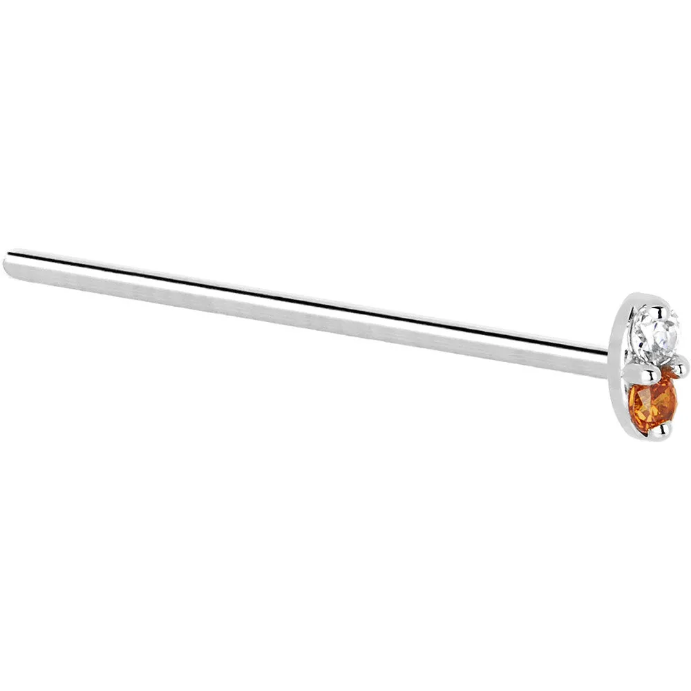 14kt White Gold Orange 1.5mm CZ Marquise Nose Ring