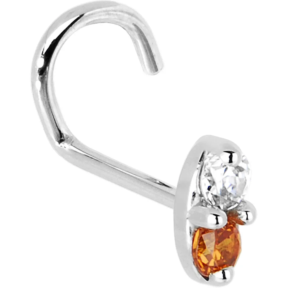14kt White Gold Orange 1.5mm CZ Marquise Nose Ring